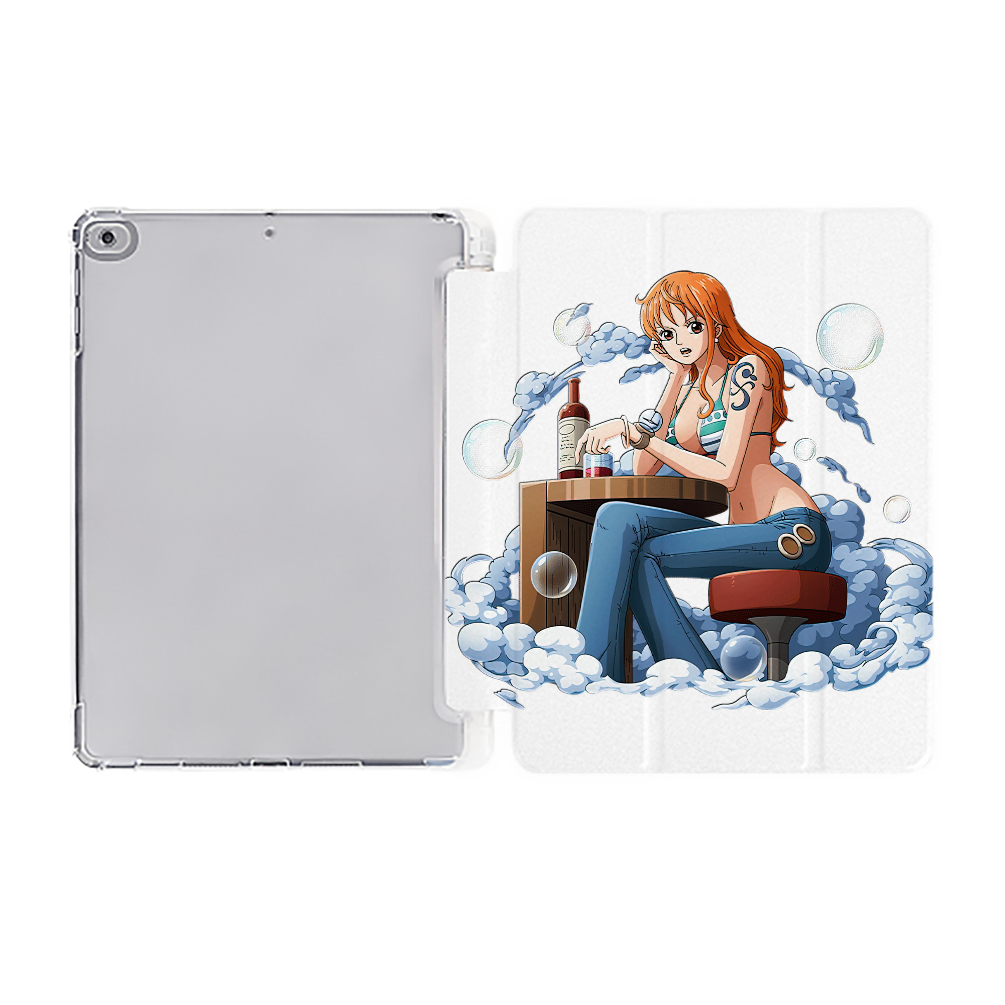 （画像用） ワンピース ナミ ONE PIECE Nami IPad ケース ペン収納付き 三つ折りスタンド PUレザー×シリコン 対応機種9.5/10.5/10.9インチ